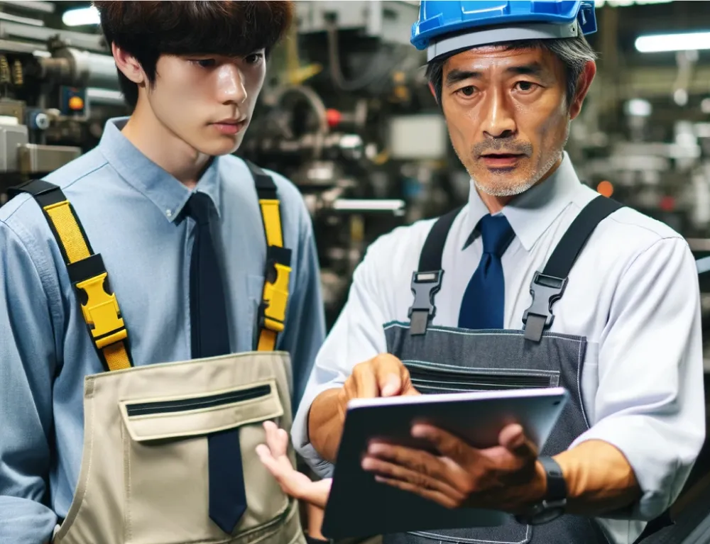 製造現場で作業工程を説明